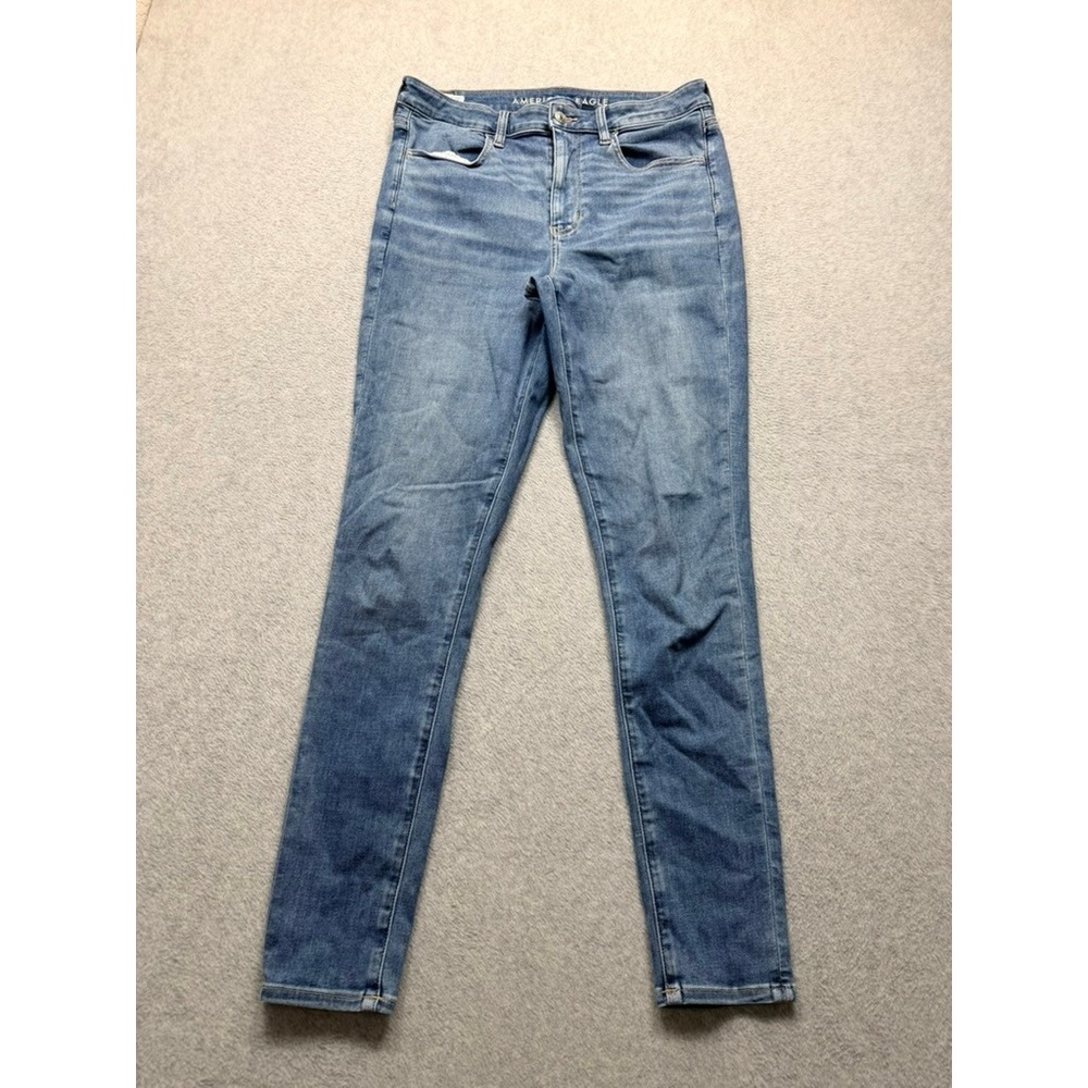 American Eagle Next Level Stretch Skinny Jeans High Waisted Medium Wash Blue